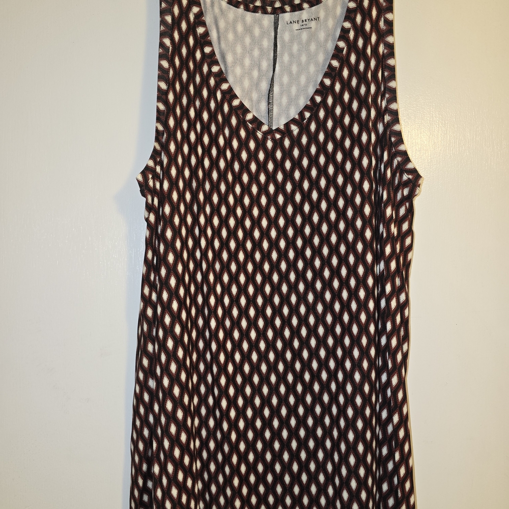 Lane Bryant Red and Black Geometric Swing Tank Top